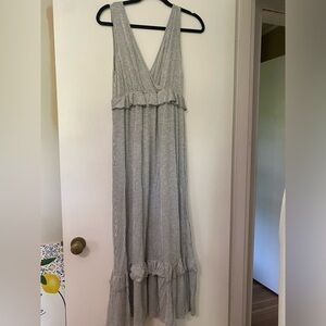 Caution To The Wind Gray Striped Maxi Dress